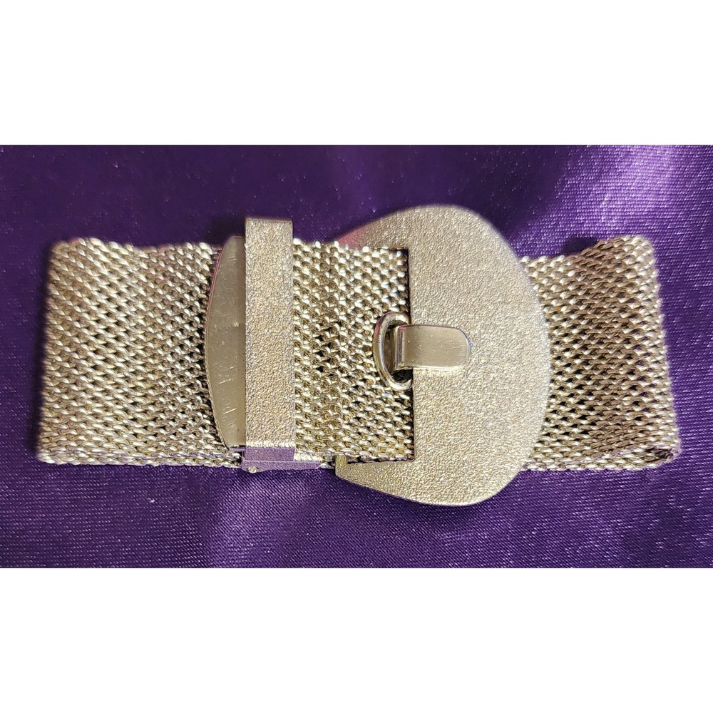 Vintage Wide Mesh Belt Buckle Bracelet Cuff  Size 6.5 - Picture 7 of 9